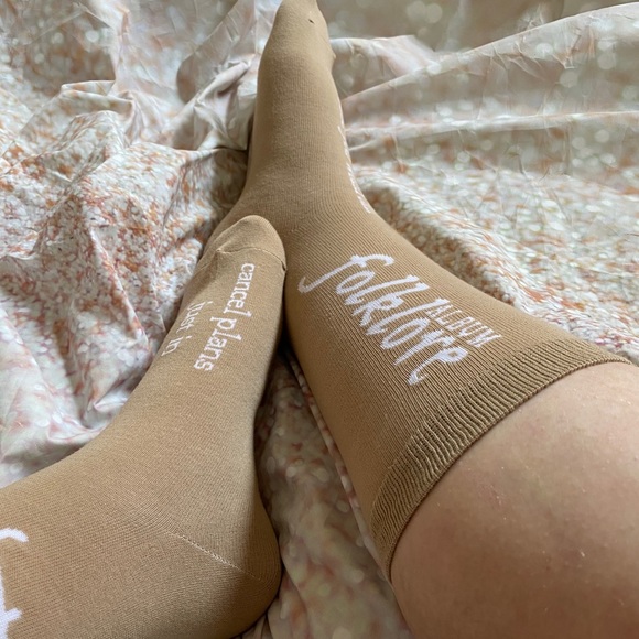 taylor swift cancel plans cancelled tan beige brown socks sock folklore august - Picture 6 of 12